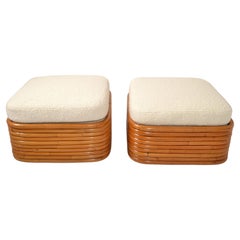Pair, Paul Frankl Large Stacked Bamboo Ottoman By Kosuga Japan Bohemian Chic