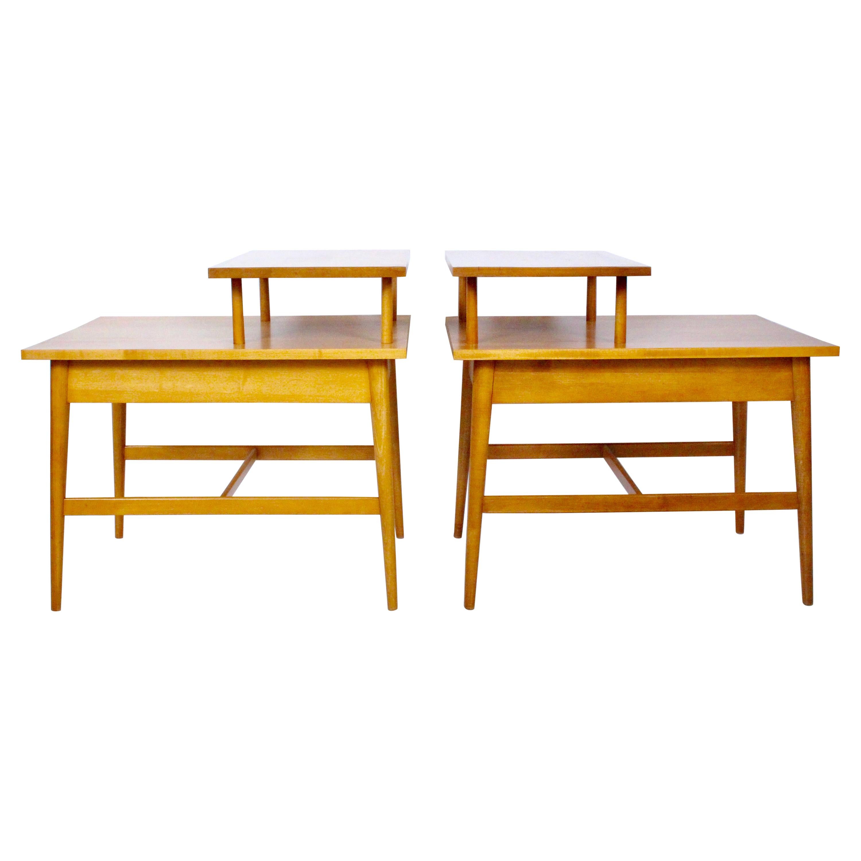 Pair of Paul McCobb Planner Group Maple "Step" End Tables For Sale
