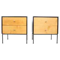 Pair Paul McCobb Planner Group Maple & Wrought Iron Nightstands