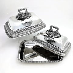 Pair Paul Storr Antique Georgian Sterling Silver Entree Dishes 1805 Serving