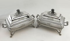 Pair Paul Storr Georgian Sterling Silver Entree Dishes on Stands 1810 Serving