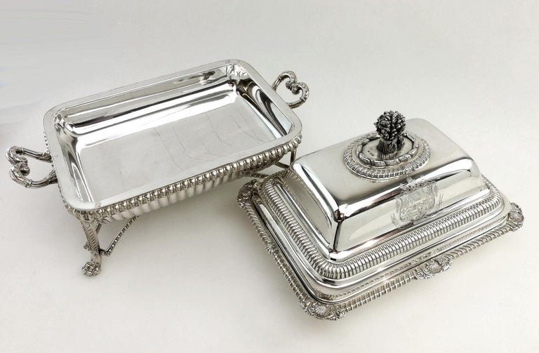 Pair Paul Storr Sterling Silver Entree Dishes on Stands 1810