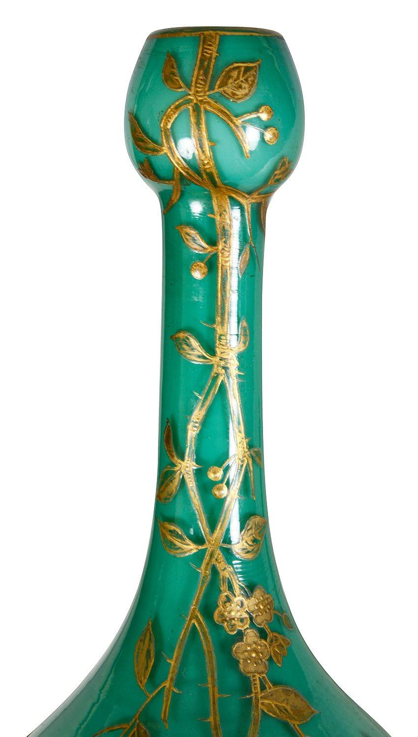 French Pair Peachblow Bohemian glass vases, circa 1890. For Sale