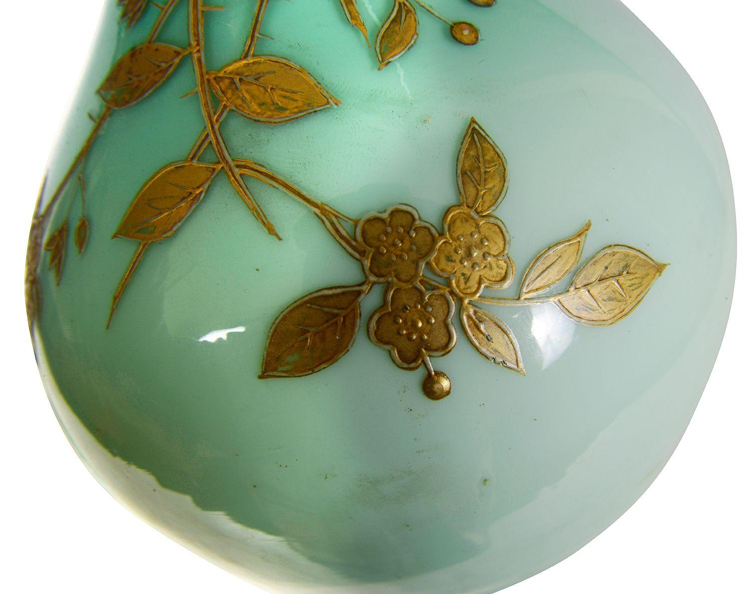 Pair Peachblow Bohemian glass vases, circa 1890. In Good Condition For Sale In Brighton, Sussex