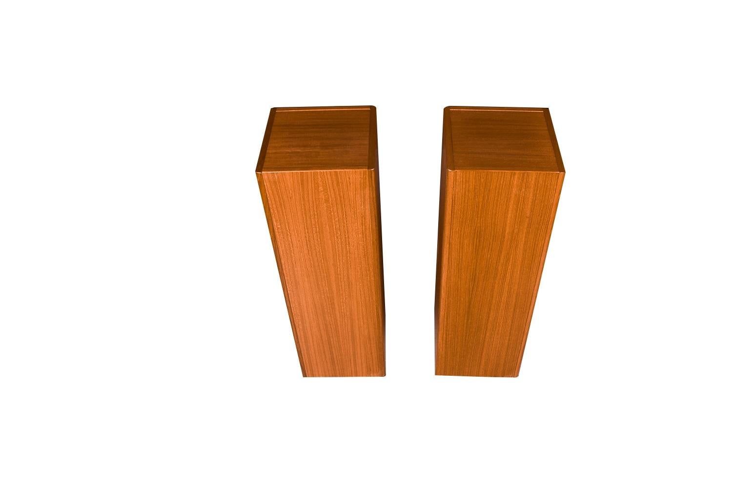 Mid-Century Modern Pair Pedestal Plant Sculpture Stands Mid Century Vintage Teak
