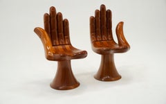 Pair Pedro Friedeberg Hand Chairs. Rare Right and Left. Mahogany. 1970s.