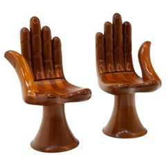 Pair Pedro Friedeberg Hand Chairs. Rare Right and Left. Mahogany. 1970s.