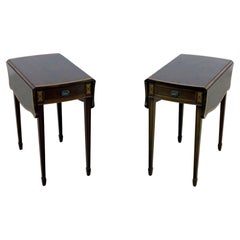 Pair Pembroke Tables Mahogany Side Table Inlay