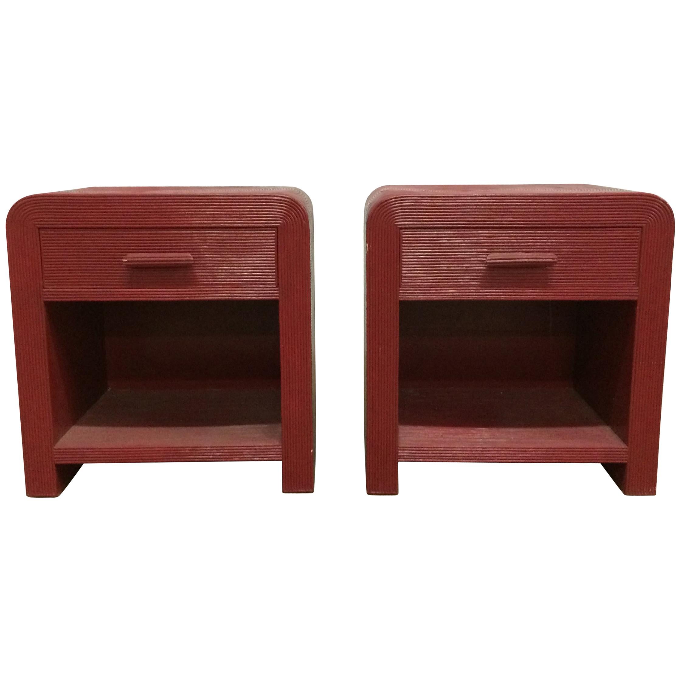 Pair of Pencil Reed Night Stands or End Tables 1980s