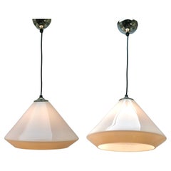 Pair Pendant Lamp with a Opaline Shade, Phillips Netherlands, 1930s