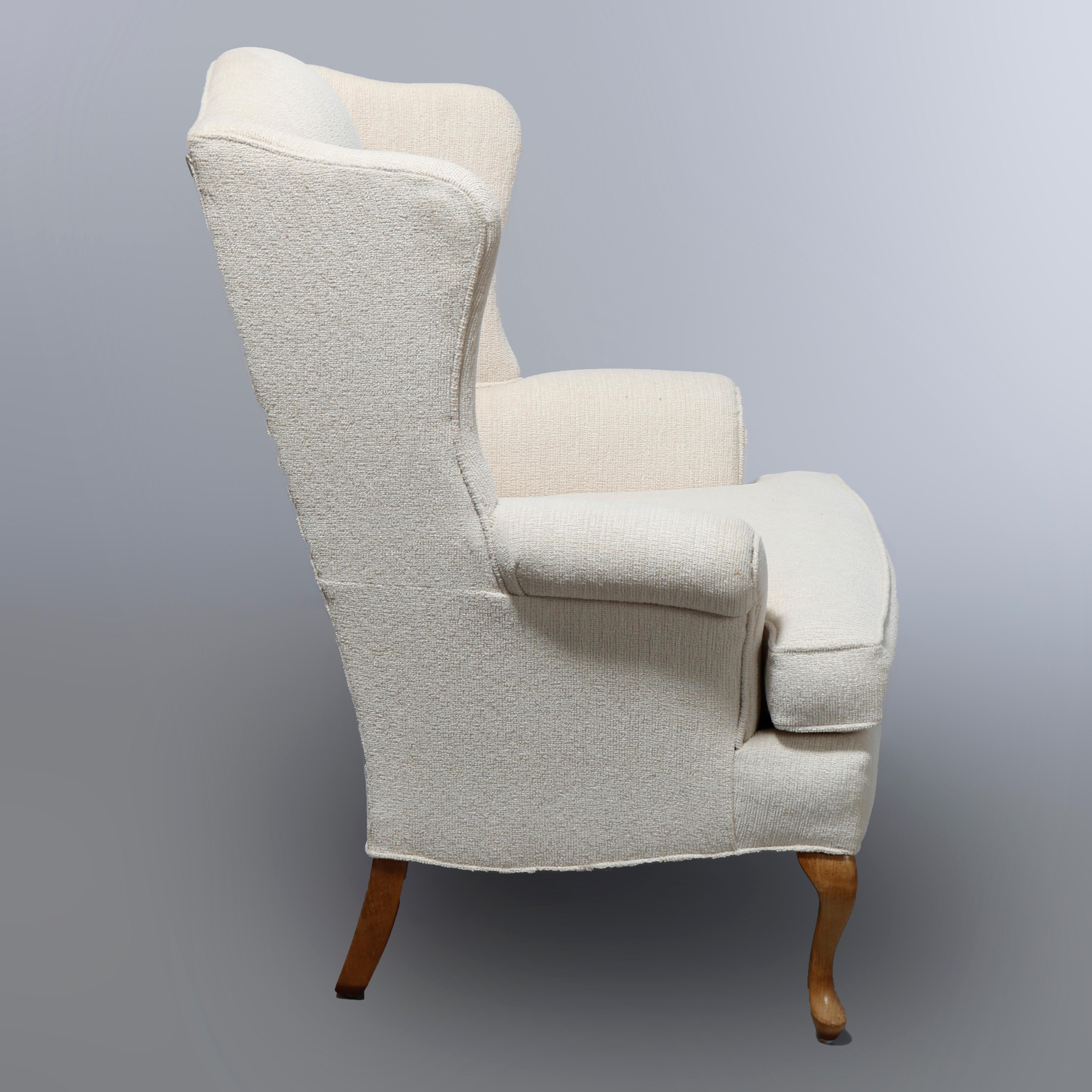 American Pair Pennsylvania House Queen Anne Style Upholstered Wingback Armchairs, 20th C