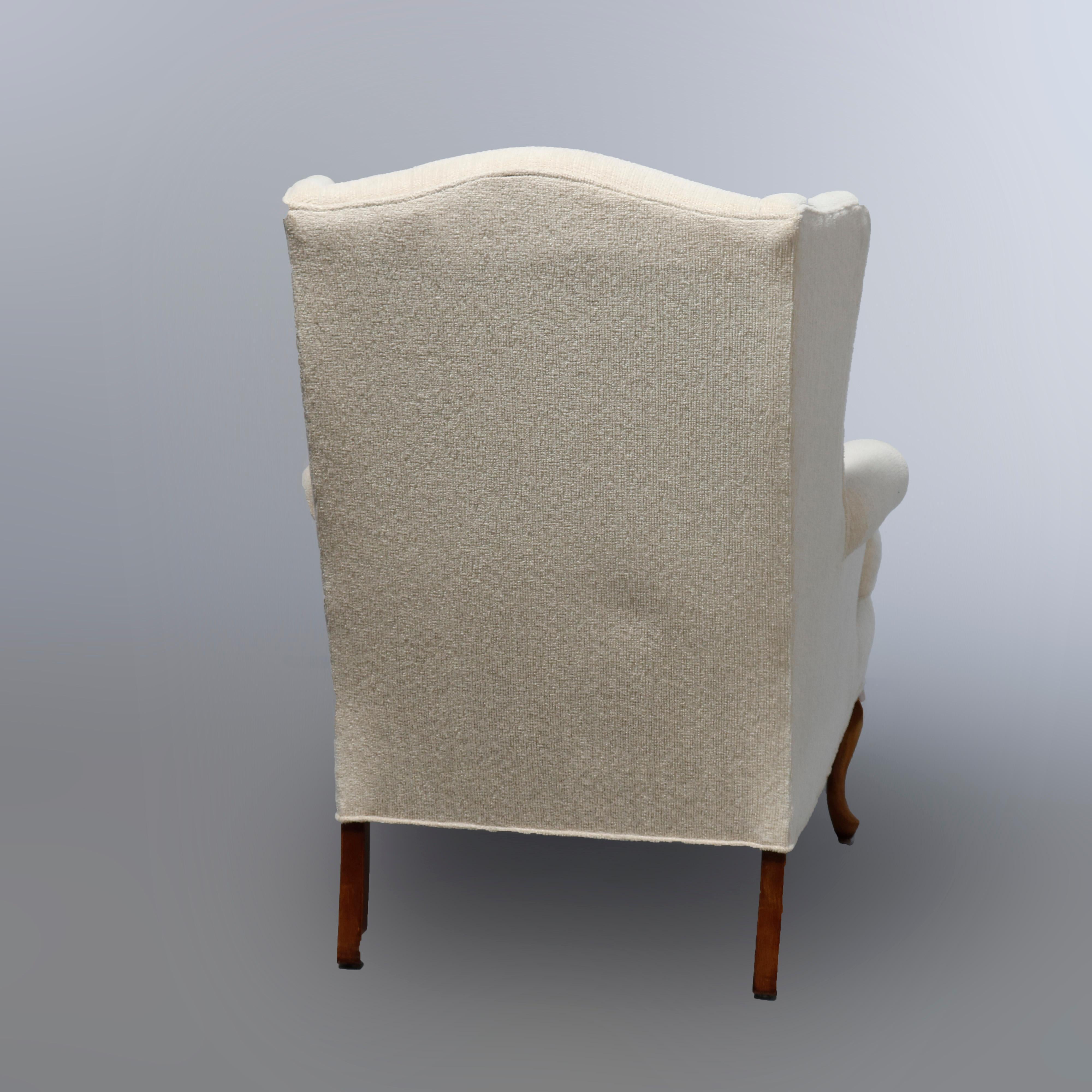 Pair Pennsylvania House Queen Anne Style Upholstered Wingback Armchairs, 20th C In Good Condition In Big Flats, NY