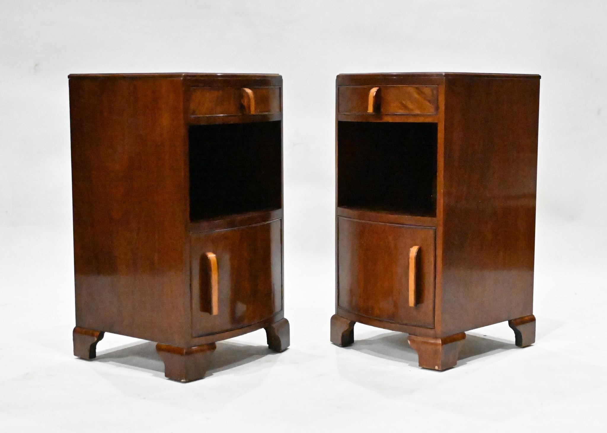 Pair Period Art Deco Bedside Cabinets Nightstands 1920s For Sale 2