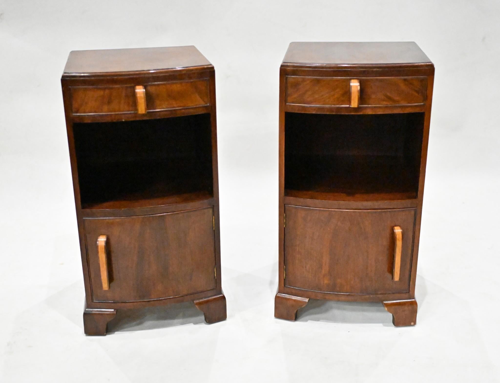 Pair Period Art Deco Bedside Cabinets Nightstands 1920s For Sale 3