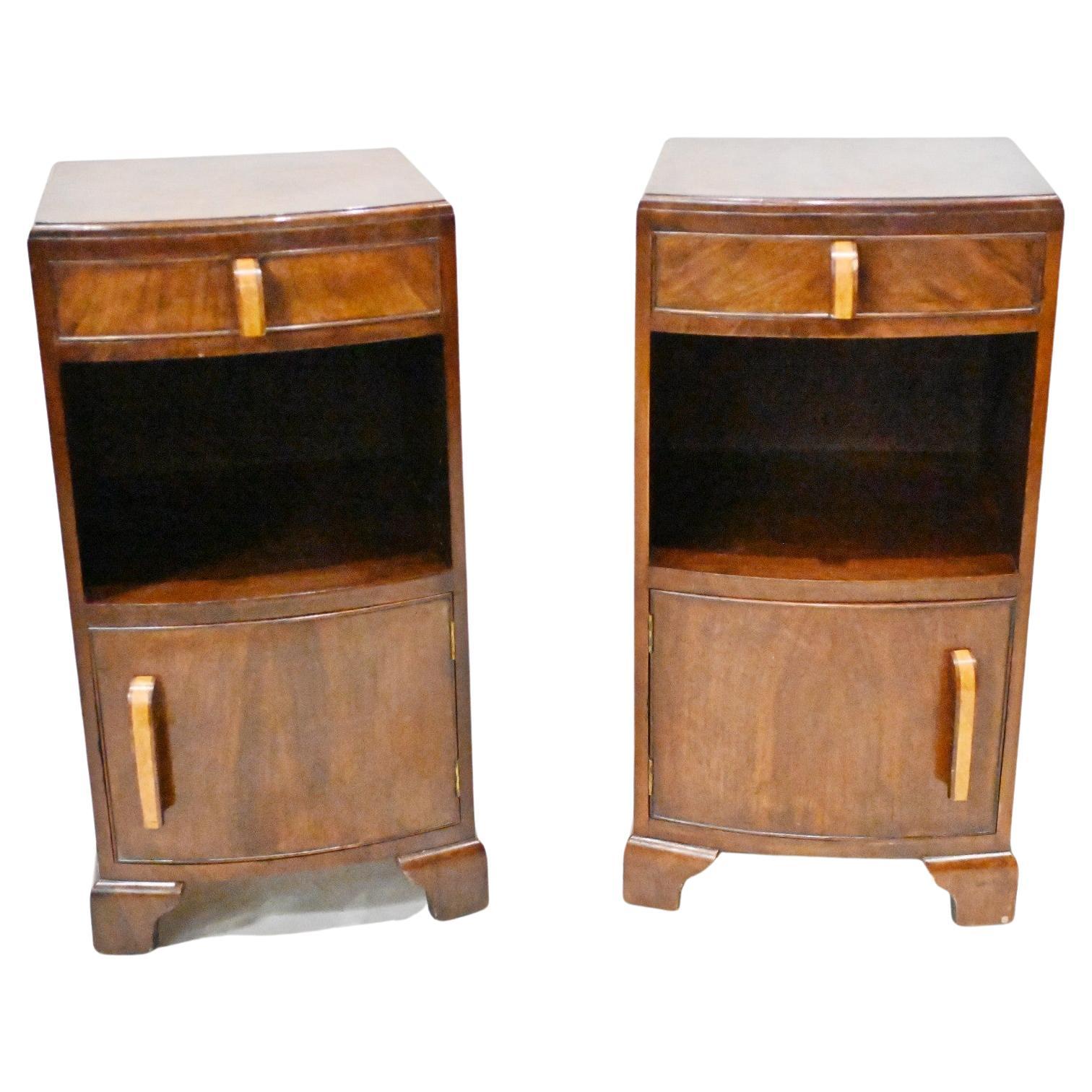 Pair Period Art Deco Bedside Cabinets Nightstands 1920s For Sale