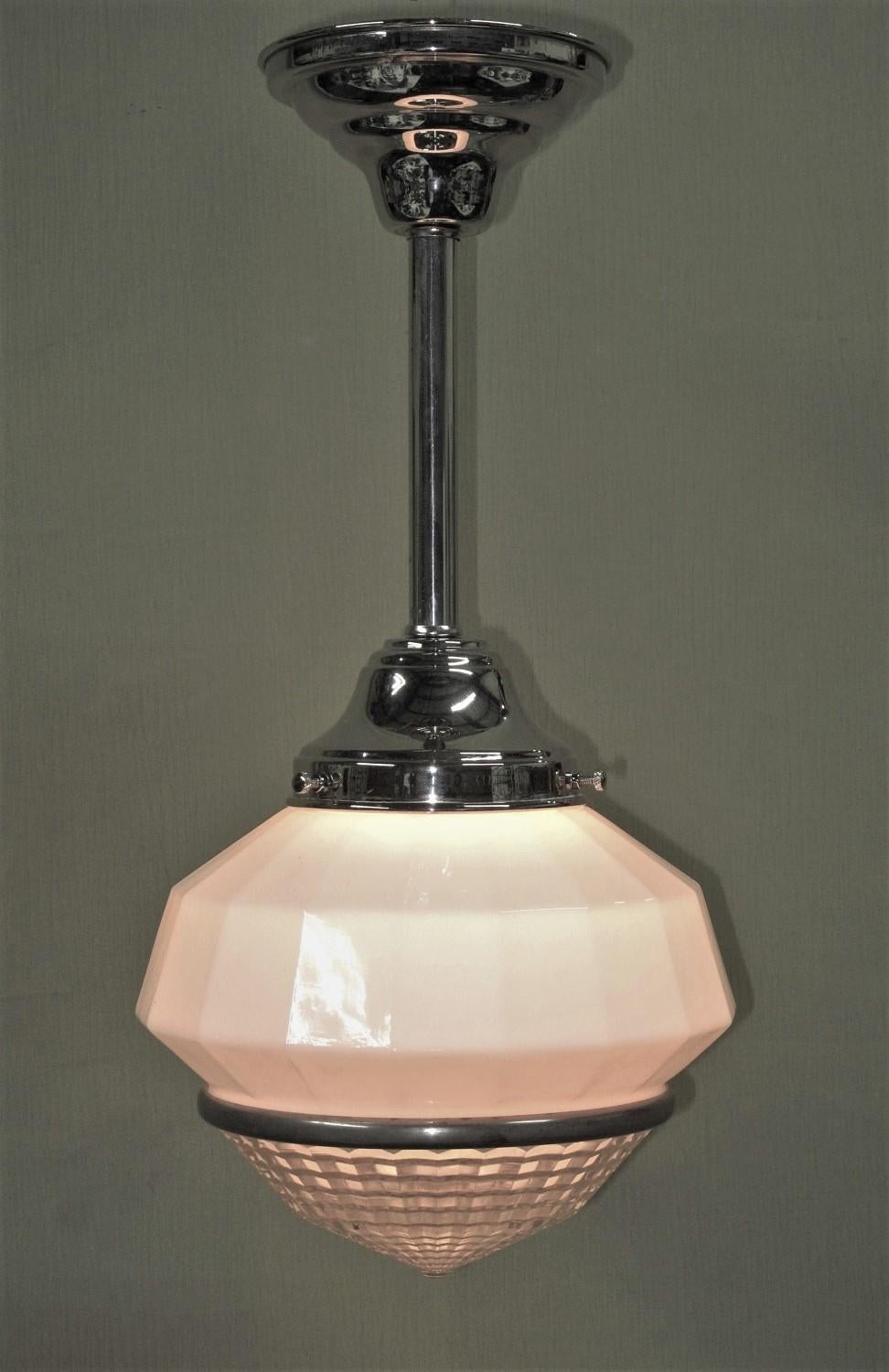 Pair Petite Schoolhouse Style Fixtures, circa 1928 1