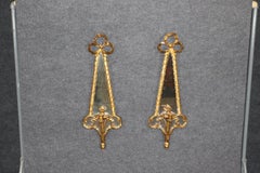 Pair Petite Single Candle Italian Rococo Style Gold Gilt Mirrored Sconces