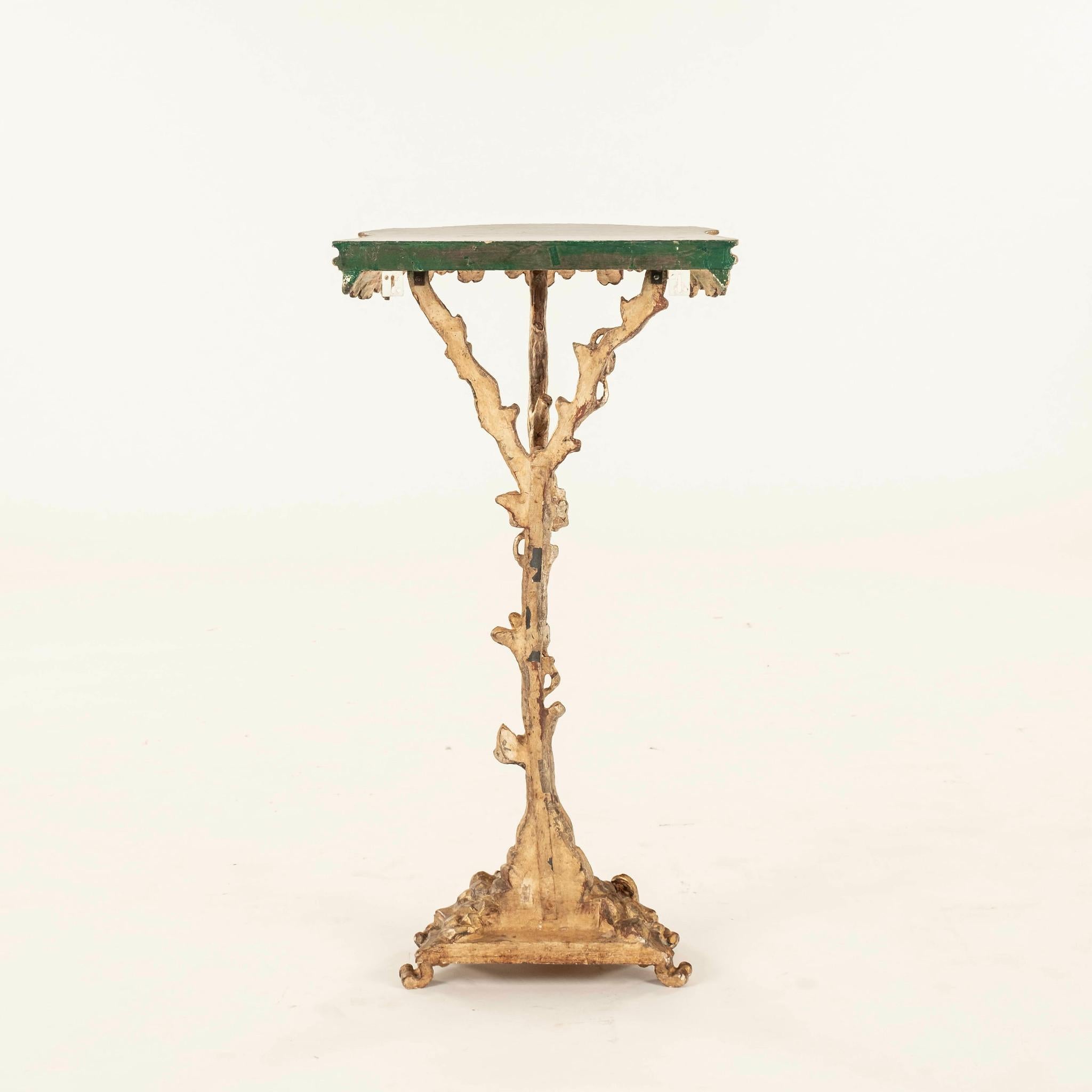 Pair Petite Venetian Polychromed Giltwood Console Tables In Good Condition For Sale In Houston, TX