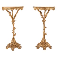 Pair Petite Venetian Polychromed Giltwood Console Tables