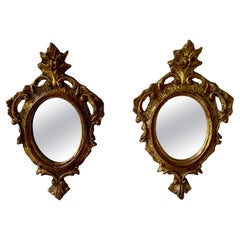 Pair Petite Vintage Giltwood Italienisch Florentine Spiegel