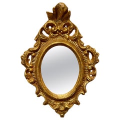 Pair Petite Vintage Giltwood Italian Florentine Mirrors