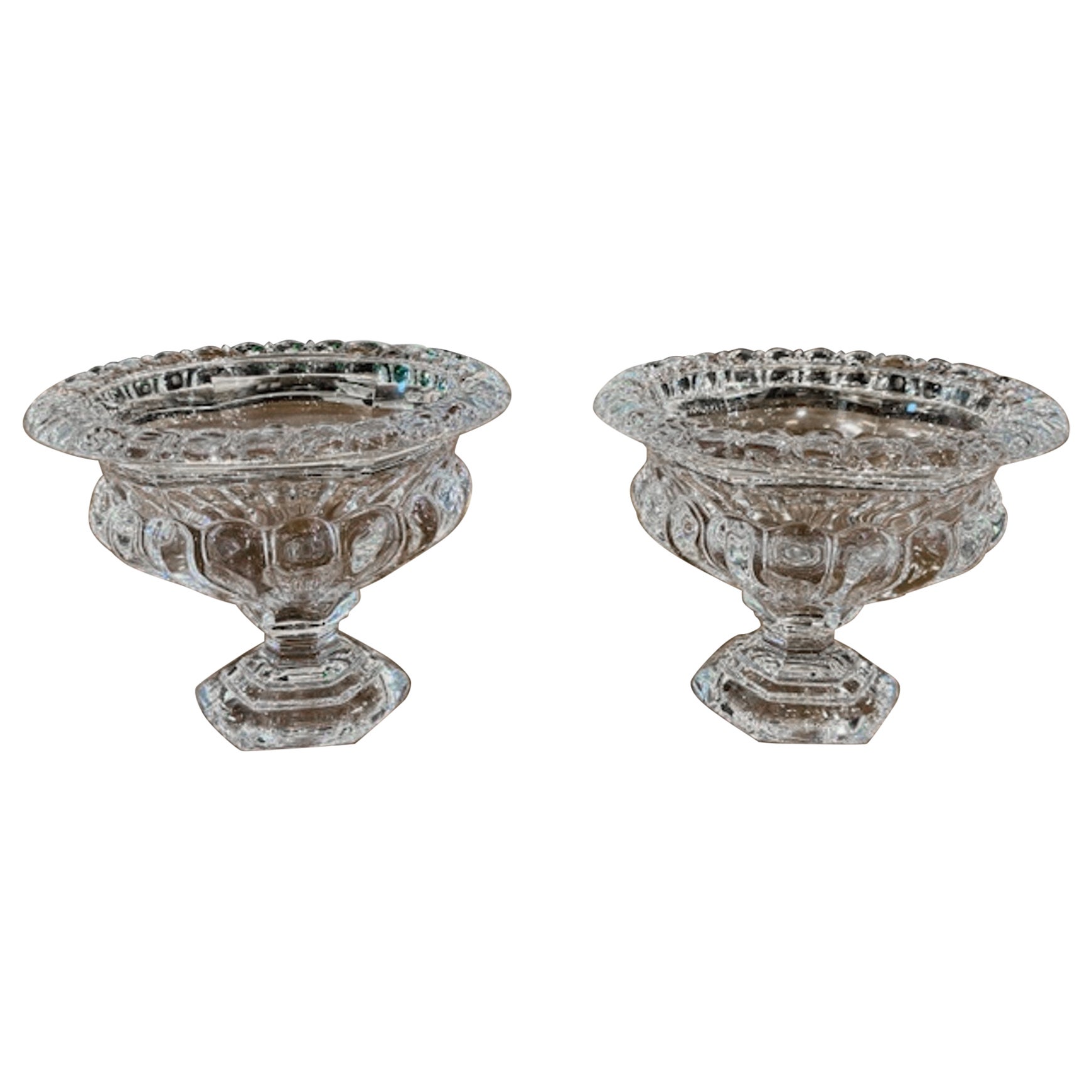 Pair of French Baccarat Crystal Compotes For Sale