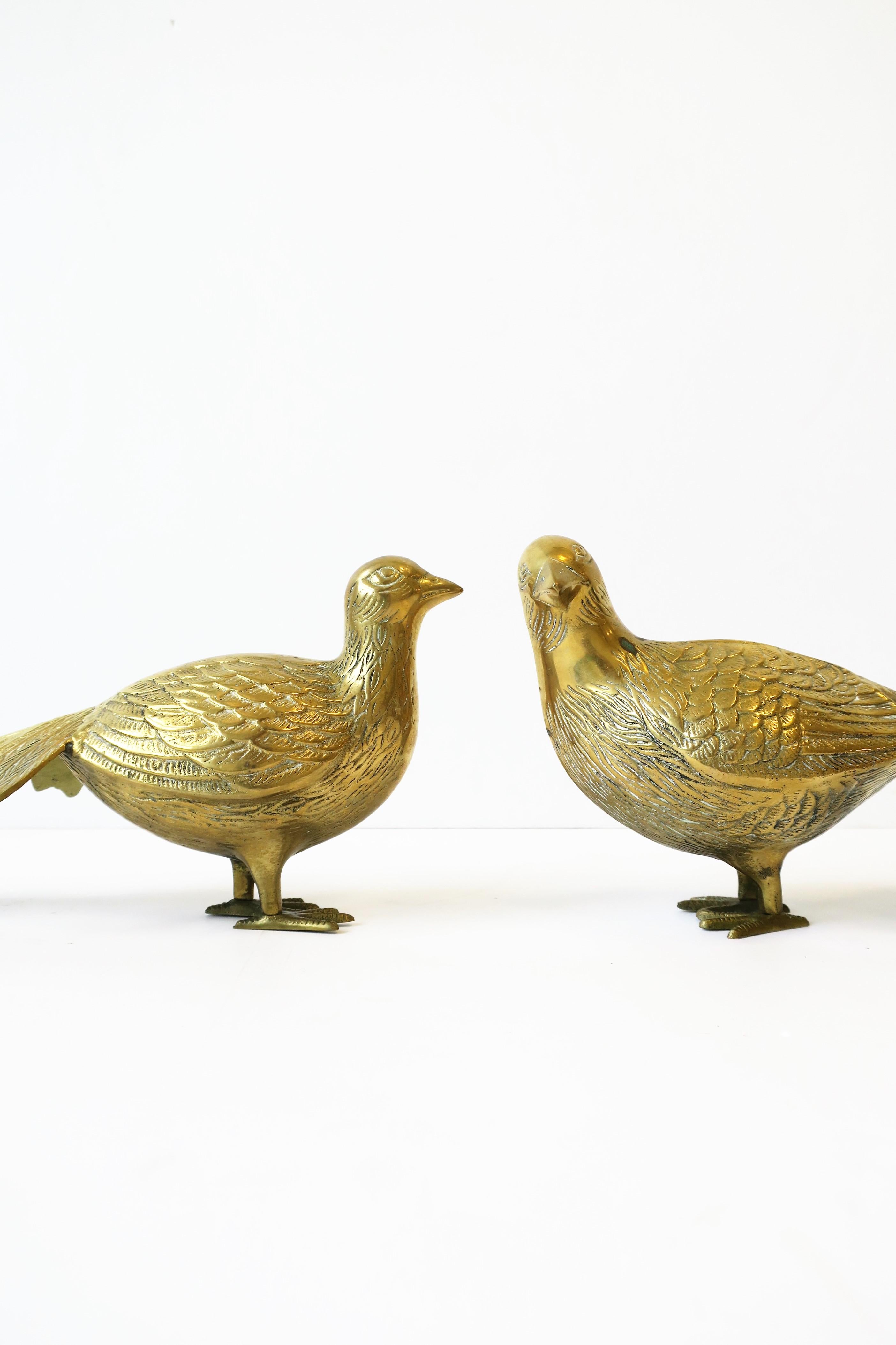 Pheasant Birds Brass Sculptures, Pair 3