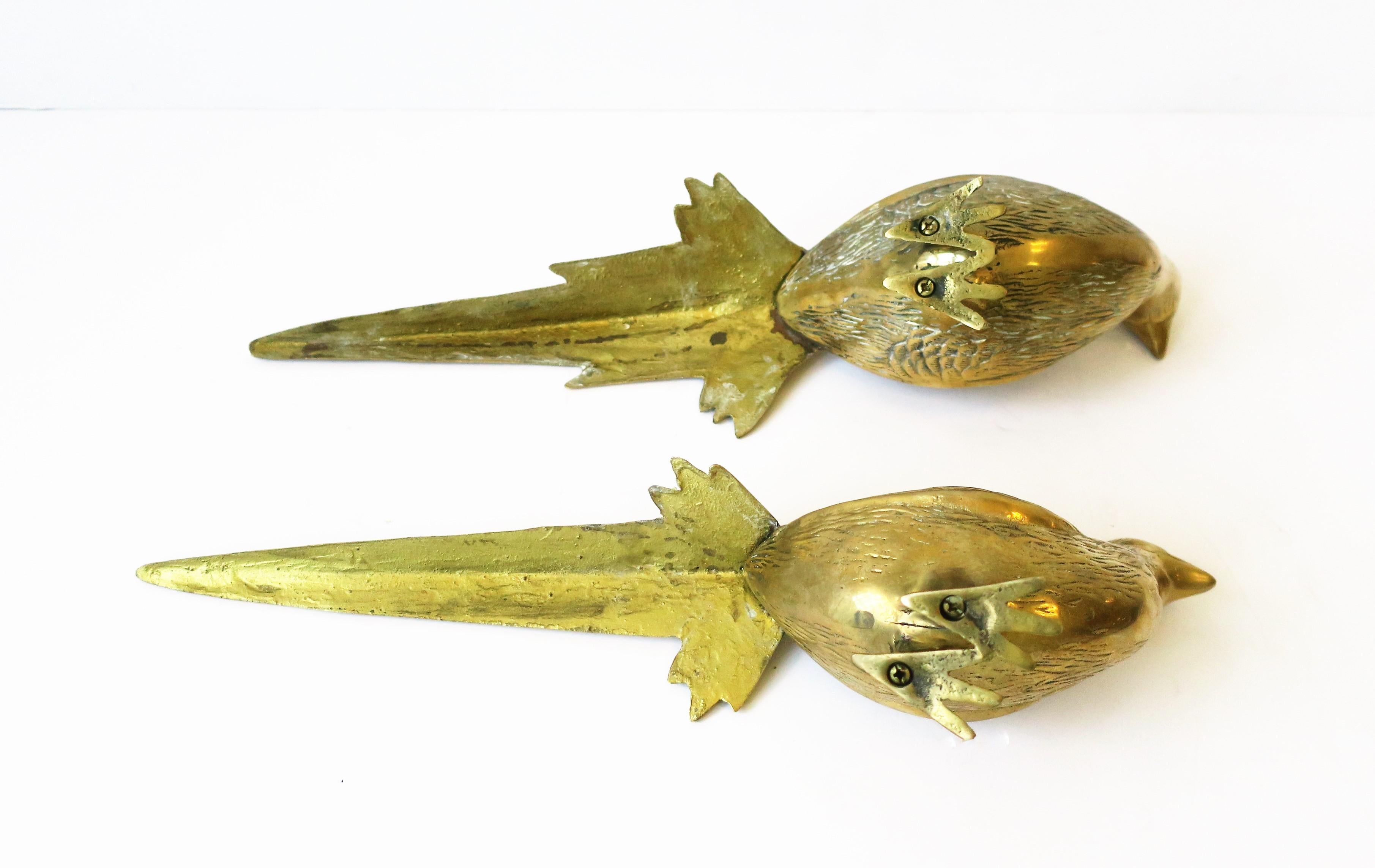 Pheasant Birds Brass Sculptures, Pair 7