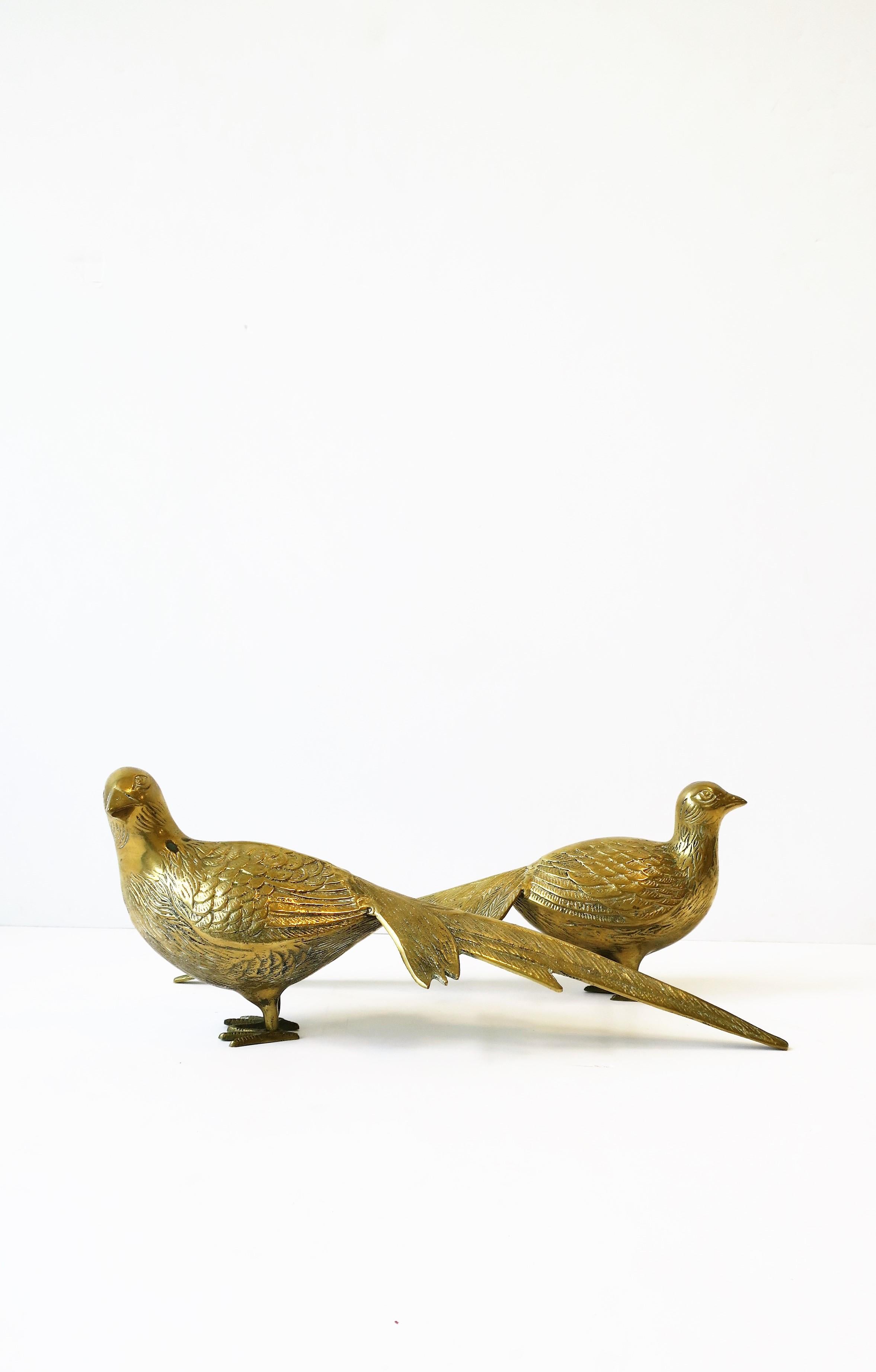 Pheasant Birds Brass Sculptures, Pair 1