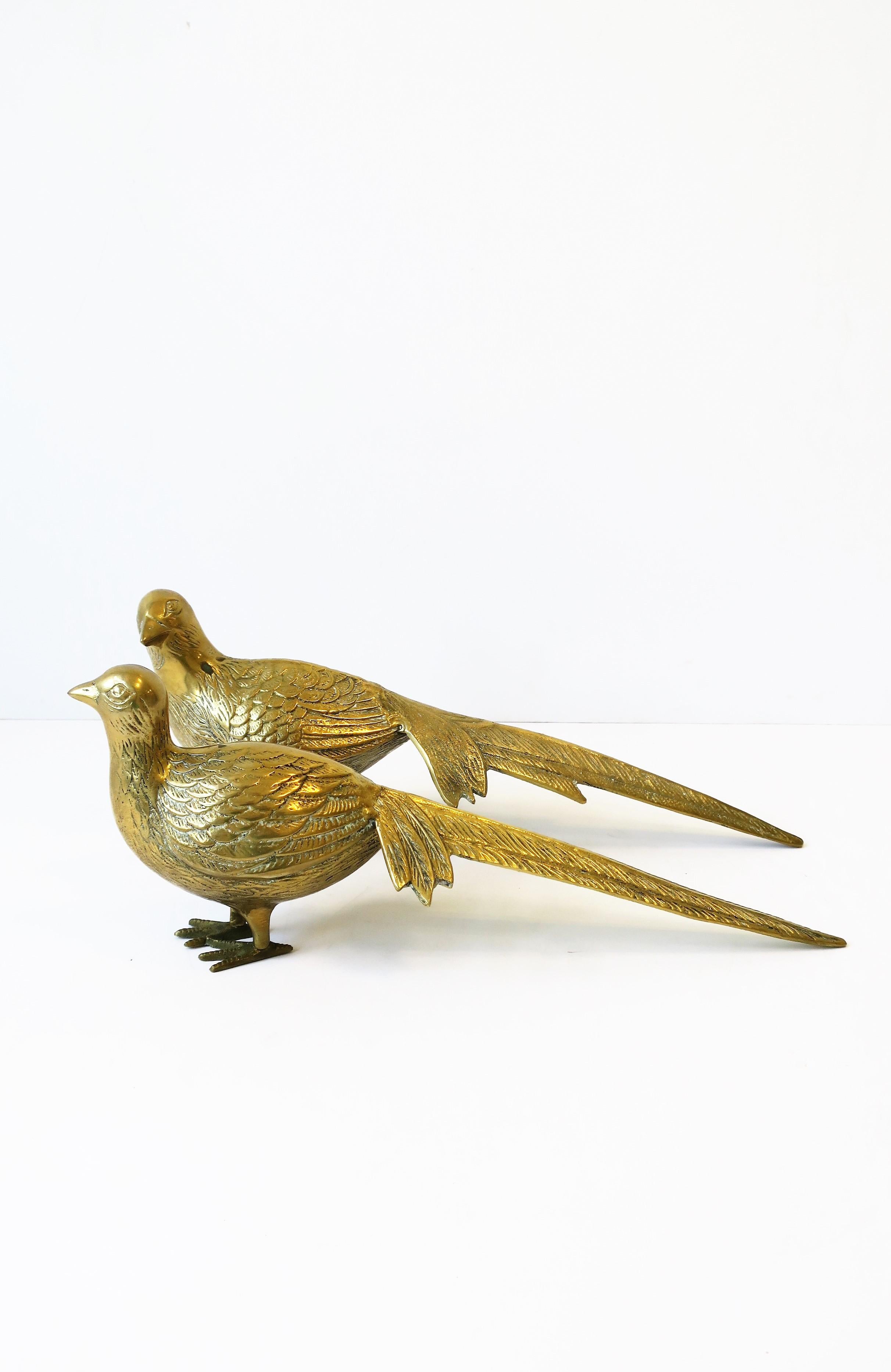 Pheasant Birds Brass Sculptures, Pair 2
