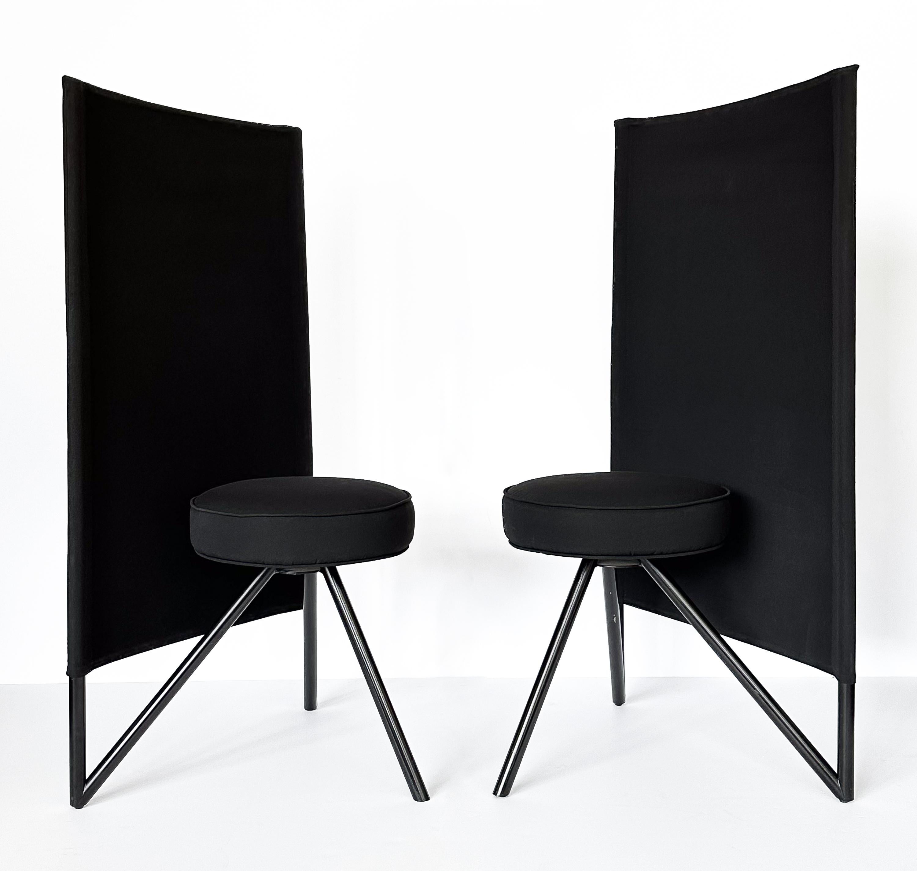 Introducing the rare and collectible “Miss Wirt” chairs, a post-modern marvel designed by the iconic Philippe Starck for Disform, Spain circa 1982-1983. This pair epitomizes the sheer brilliance and forward-thinking of Starck, combining literature,