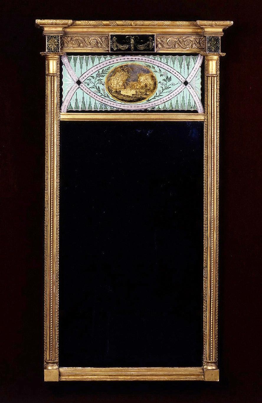 American Pier Mirror with Églomisé Panels For Sale