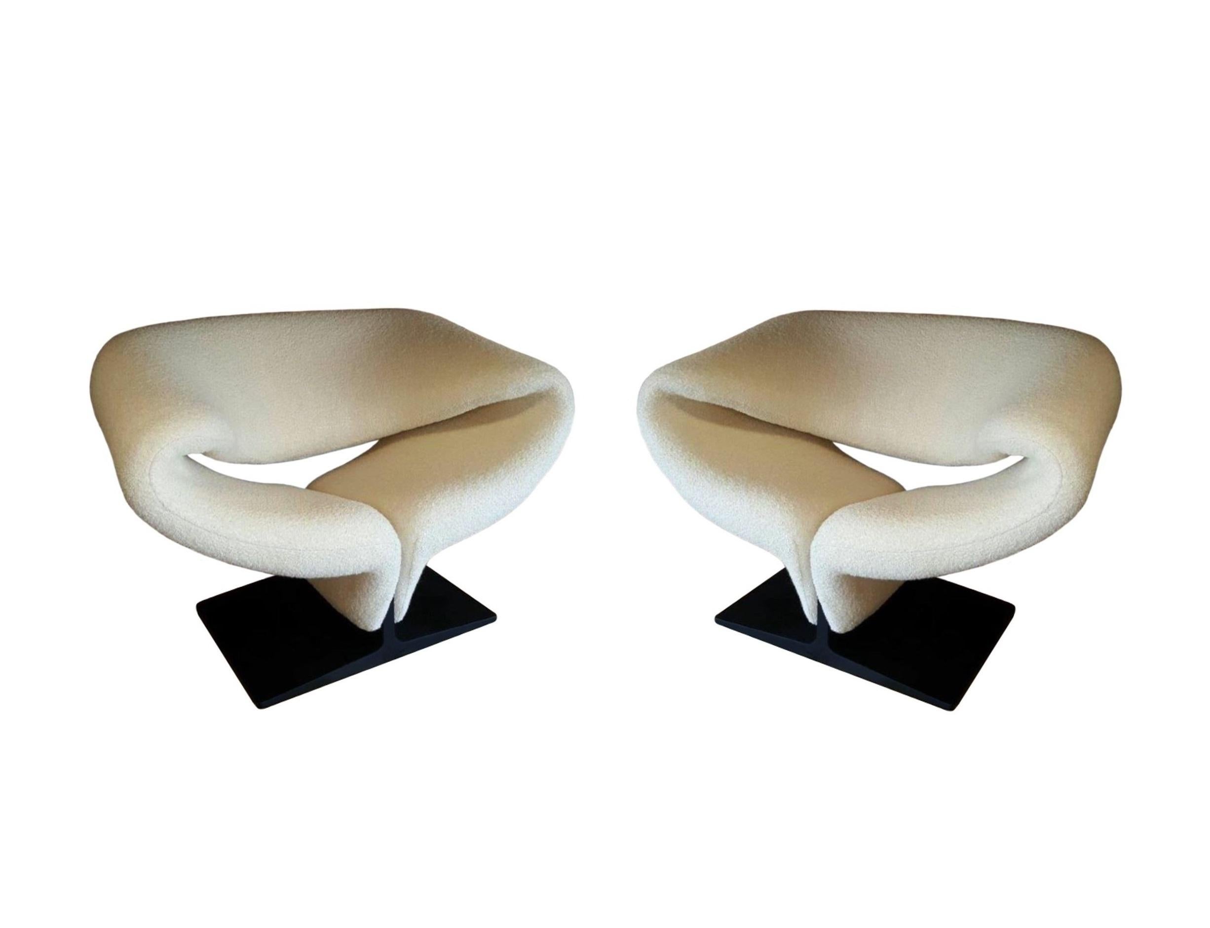 Bouclé Paire de chaises à rubans Pierre Paulin pour Artifort en vente