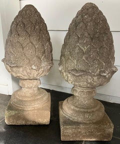 Pair Pinecone Cast Stone Finials