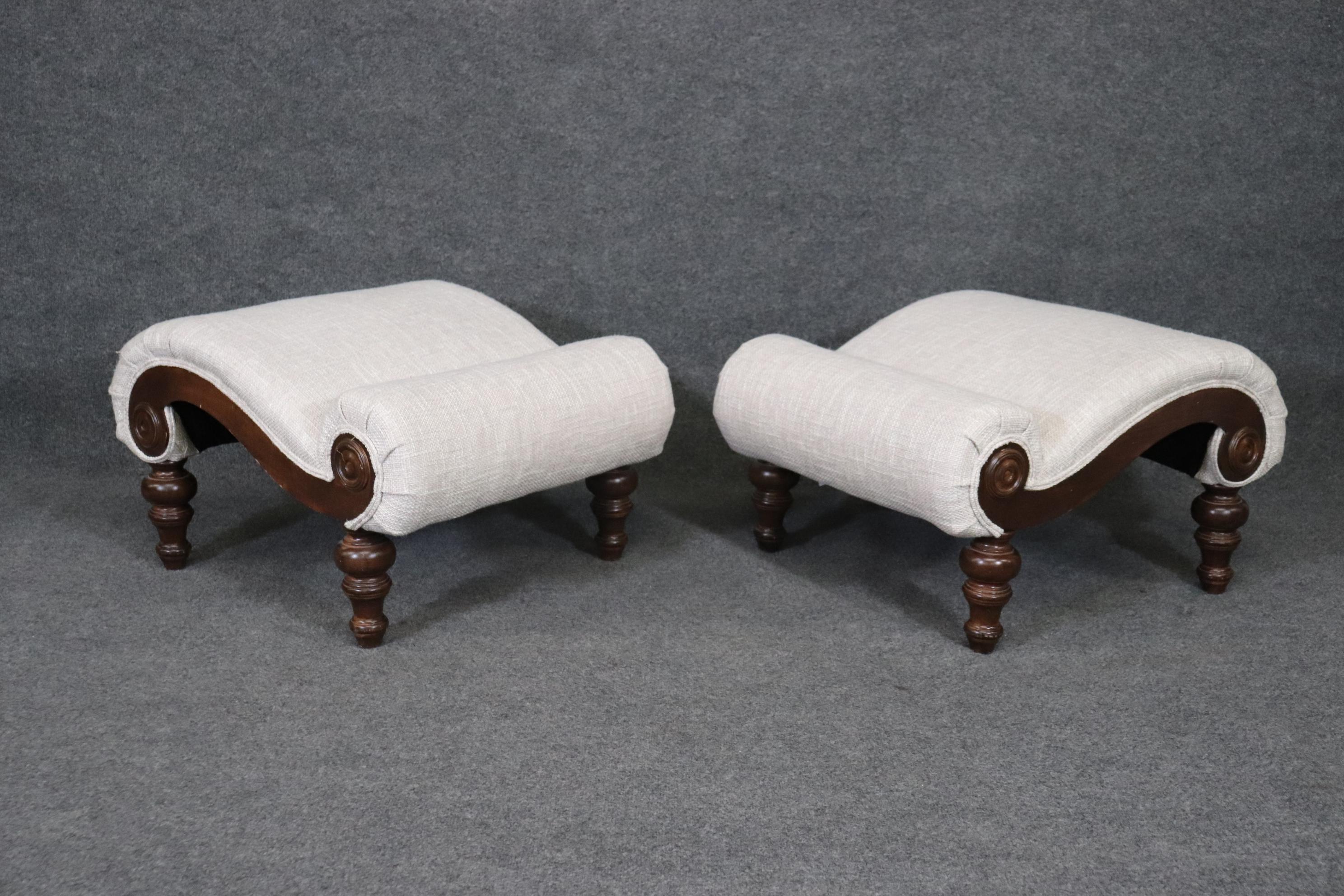 Pair Plantation Campeche Style Lounge Chairs with Matching ottomans 5