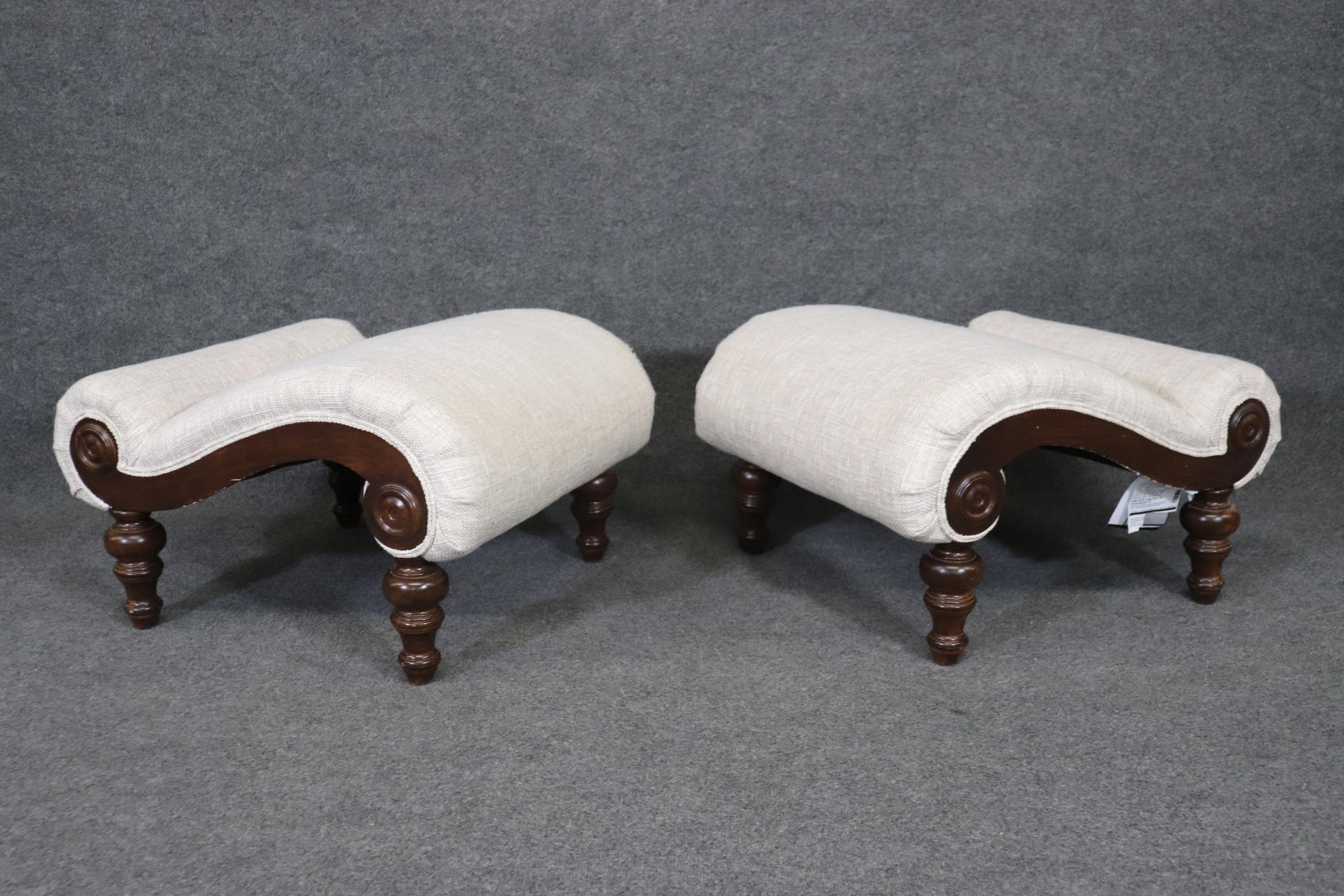 Pair Plantation Campeche Style Lounge Chairs with Matching ottomans 6