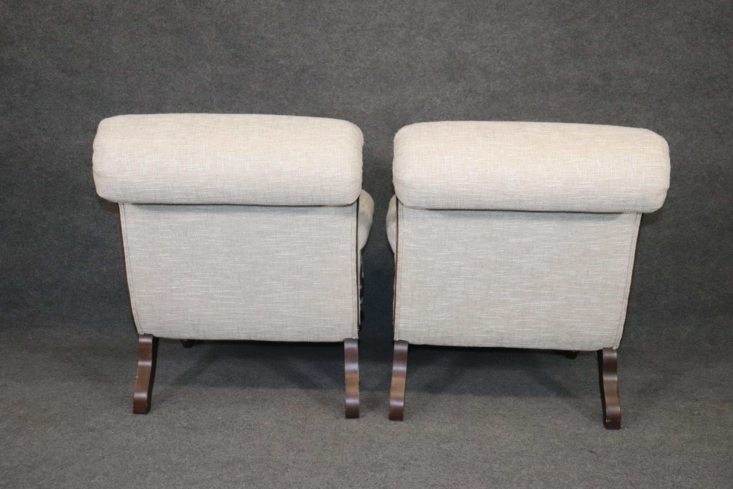 Contemporary Pair Plantation Campeche Style Lounge Chairs with Matching ottomans