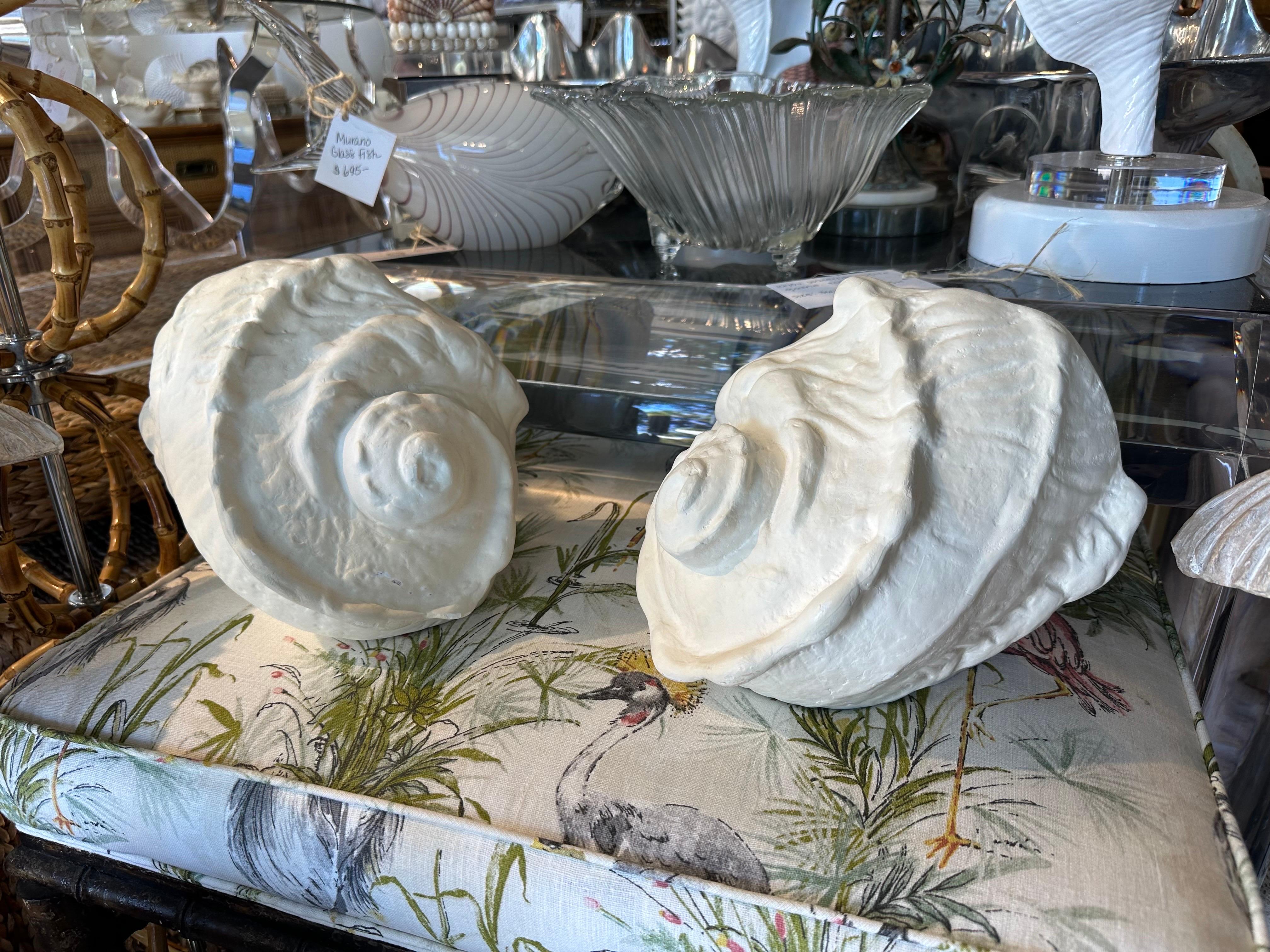 Pair Plaster Palm Beach Shell Seashell Wall Light Sconces Serge Roche Manner  For Sale 6