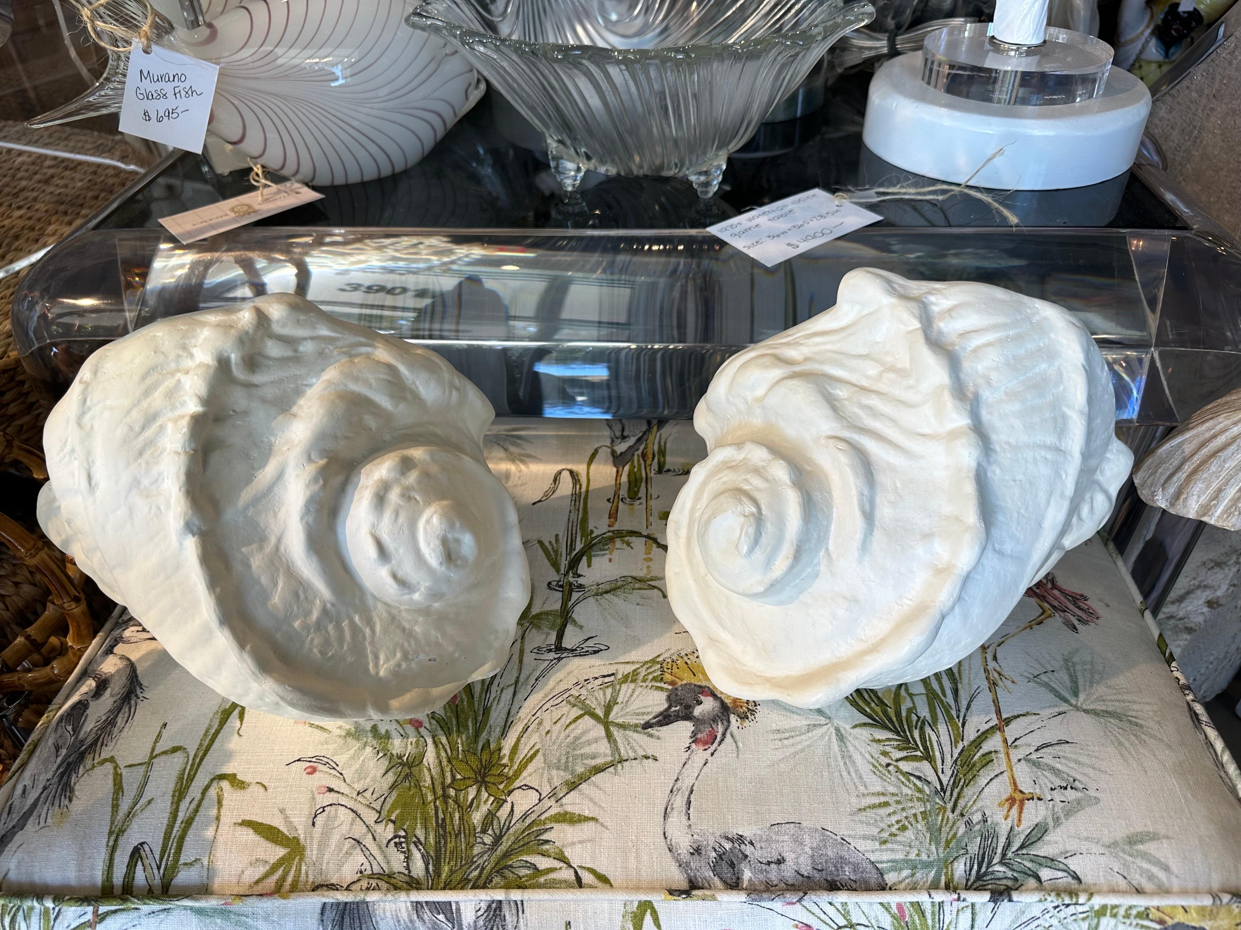 Paire d'appliques murales en plâtre Palm Beach Shell Seashell Serge Roche Manner en vente 6