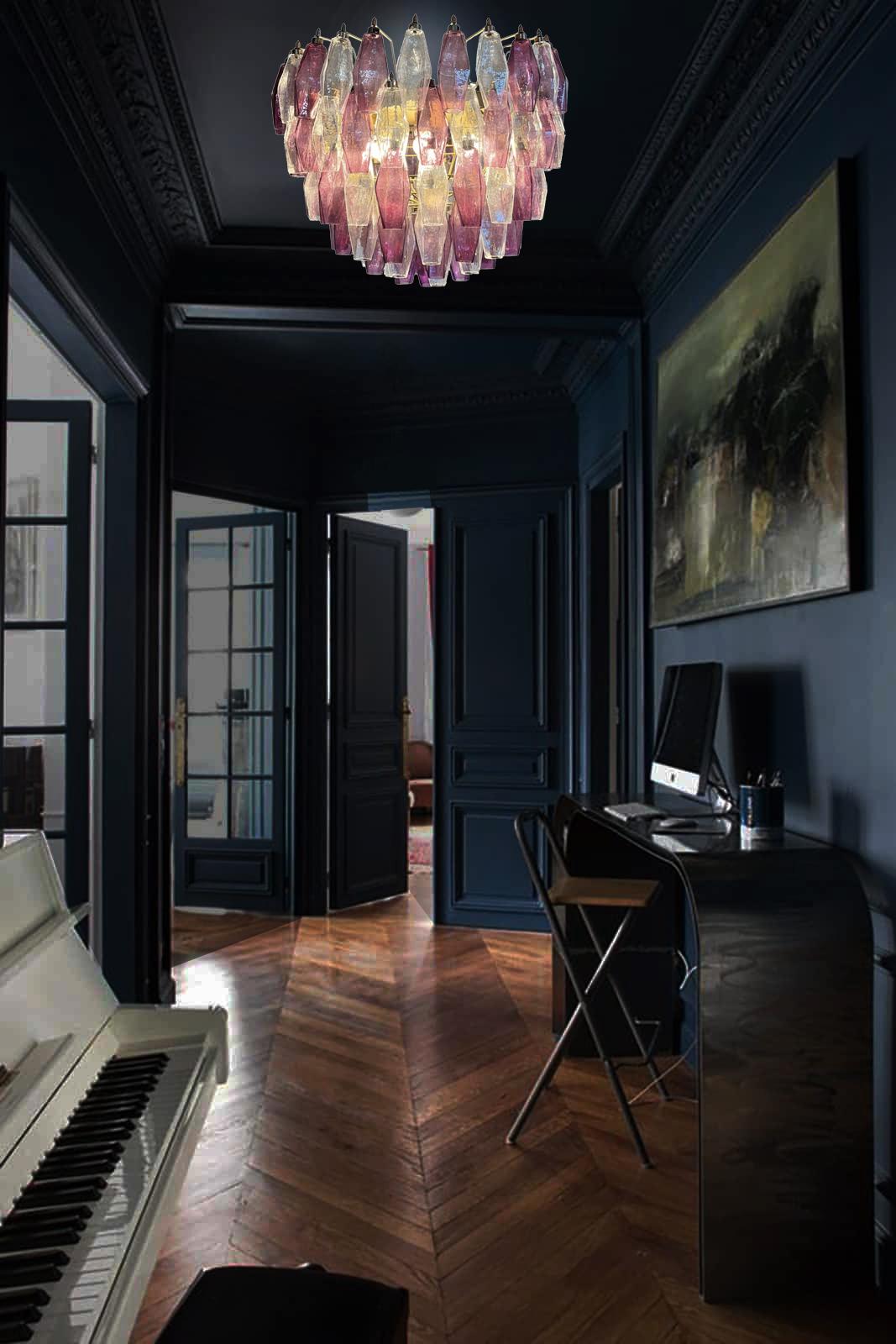 Italian Pair Poliedri Chandelier For Sale