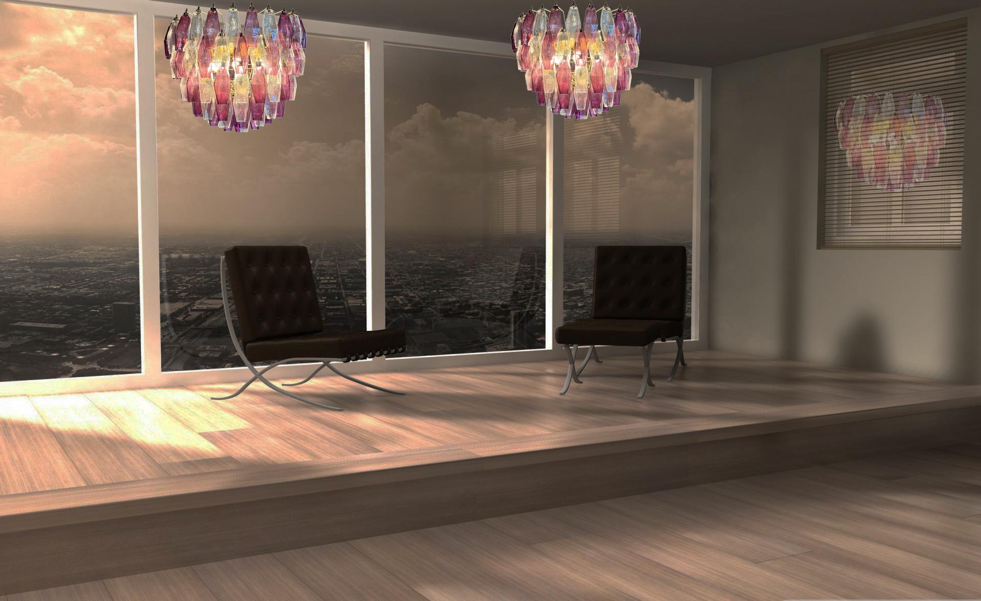 20th Century Pair Poliedri Chandelier For Sale