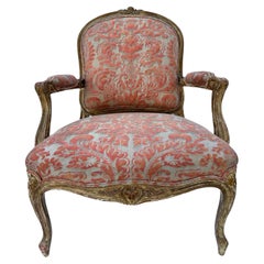 Pair Polychromed and Gilded Louis XV Style Armchairs