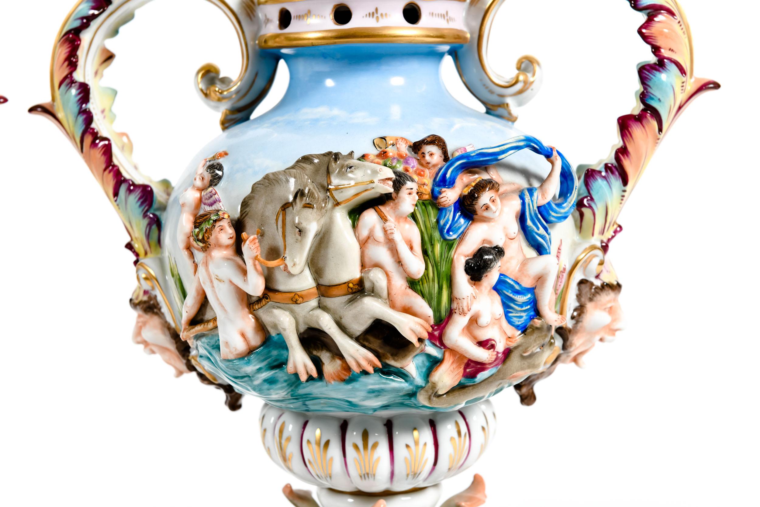 Pair Porcelain Covered Urns / Decorative Pieces 1