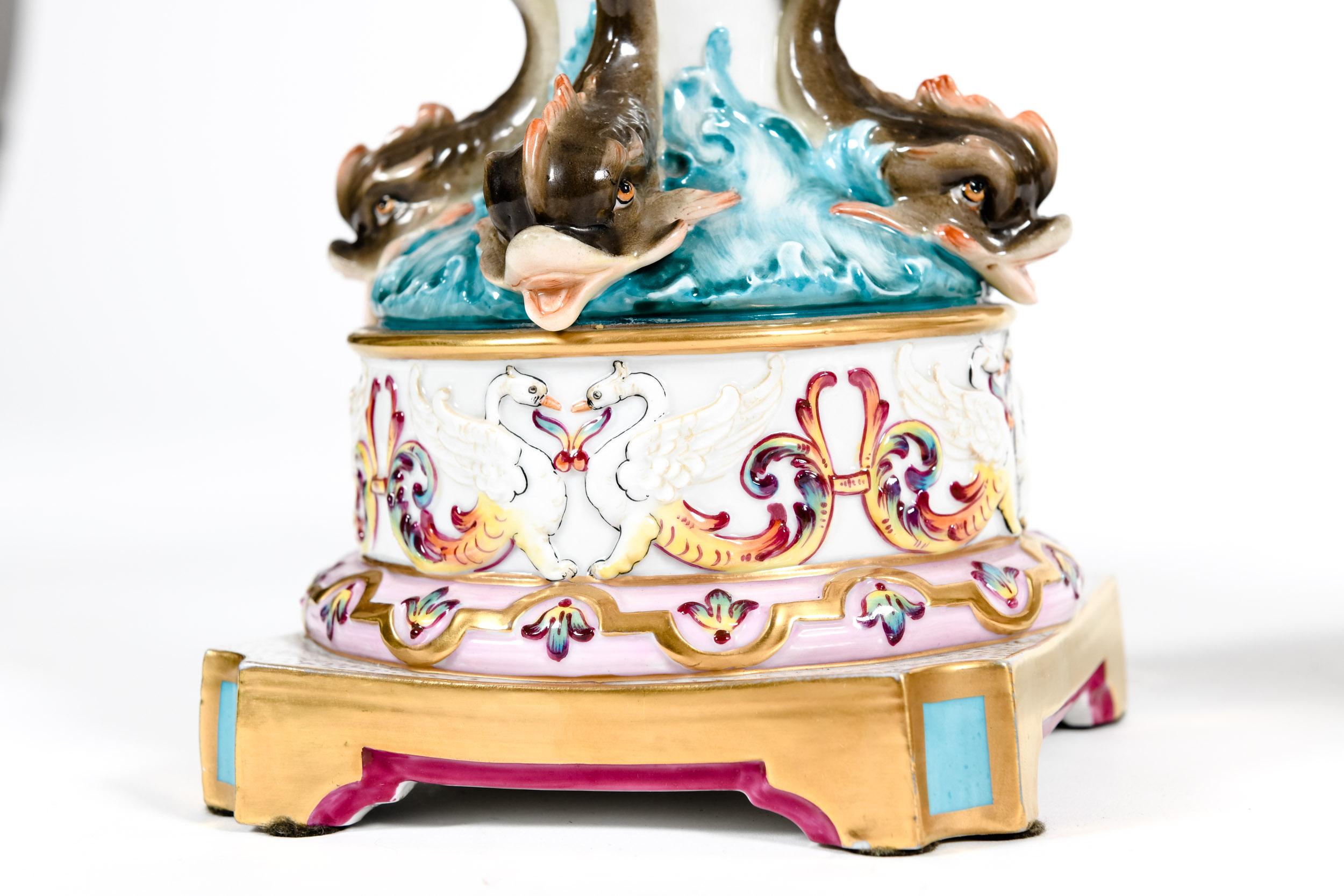Pair Porcelain Covered Urns / Decorative Pieces 2