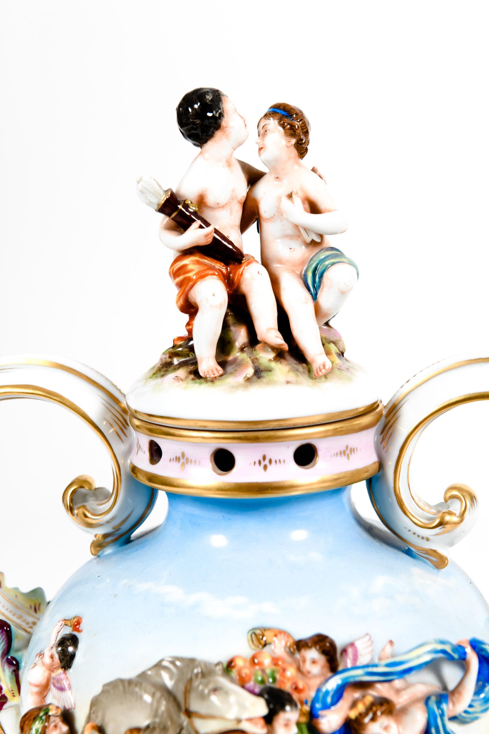Pair Porcelain Covered Urns / Decorative Pieces 3