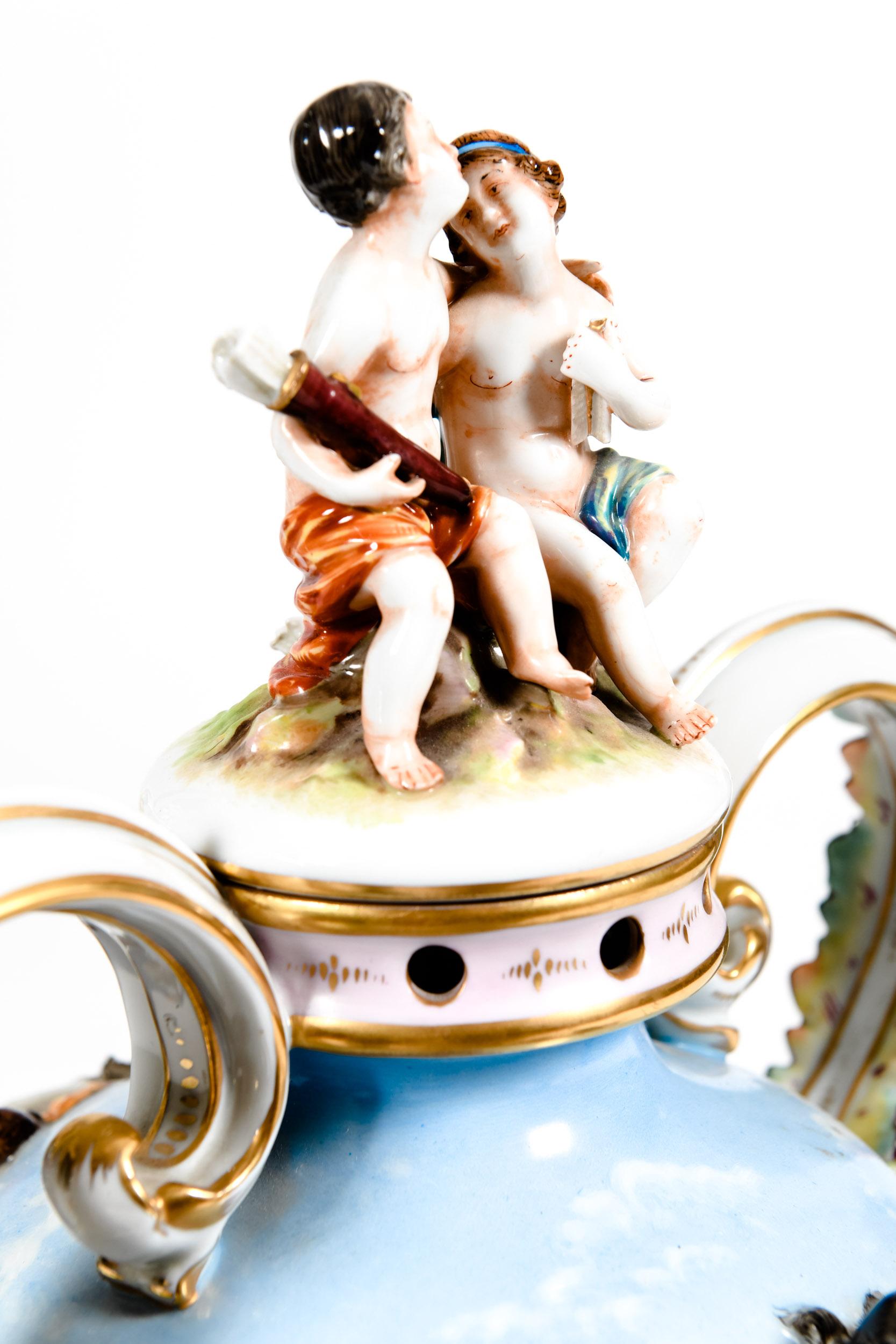 Pair Porcelain Covered Urns / Decorative Pieces 4