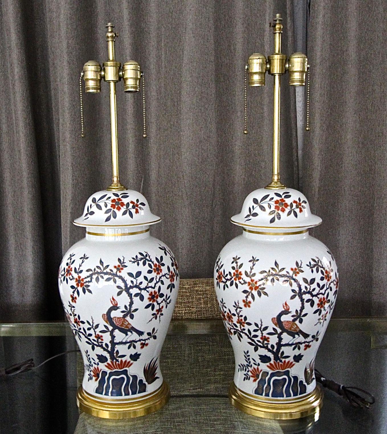 French Pair Porcelain De Paris Chinoiserie Style Table Lamps