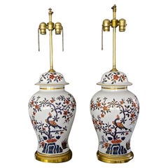 Pair Porcelain De Paris Chinoiserie Style Table Lamps