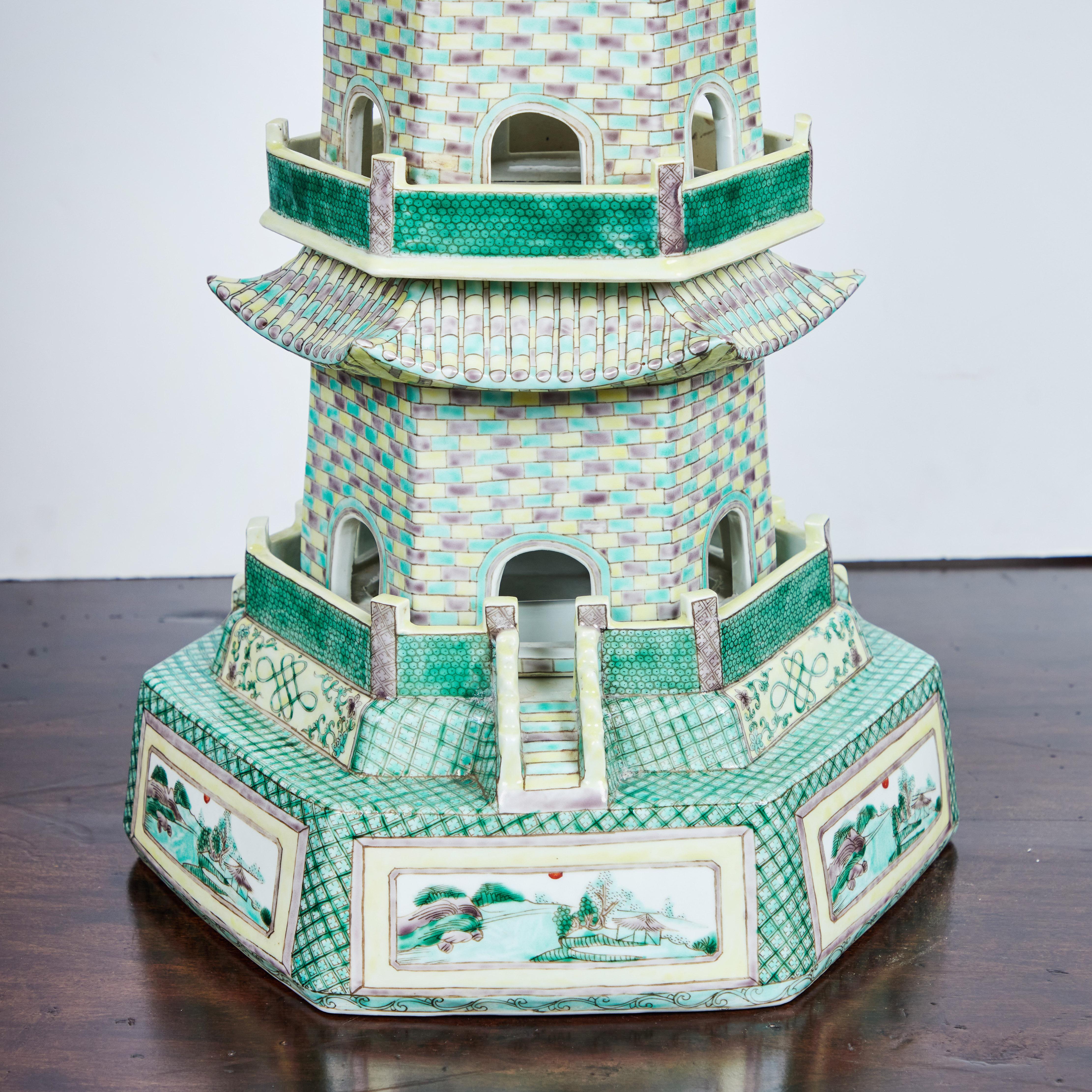 Paint Pair Porcelain Pagodas For Sale