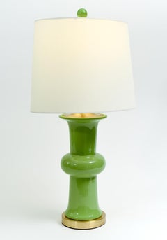 Pair Porcelain with Gilt Brass Base Table Lamps